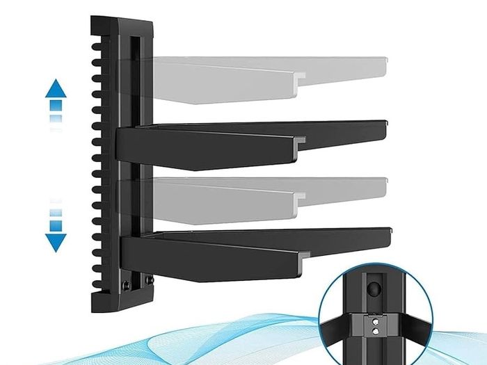 2 Floating Shelf Wall bracket with Strengthened Tempered Glass for DVD Players/Cable Boxes/Games Consoles/TV Accessories, 2 Shelves, Black