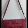 Red Italian Suede Croc-Effect Leather Crossbody Bag Clutch Image 3
