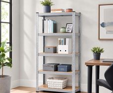 Heavy-Duty Shelving Unit, 5 Tiers, HWD: 200 x 90 x 60 cm, Silver up to 875 kg, basement & garage, storage rack, steel