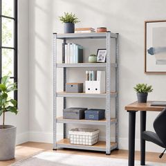 Heavy-Duty Shelving Unit, 5 Tiers, HWD: 200 x 90 x 60 cm, Silver up to 875 kg, basement & garage, storage rack, steel