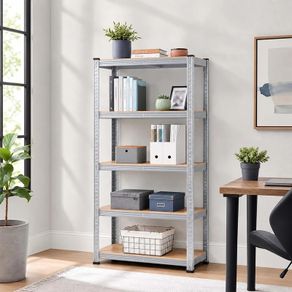 Heavy-Duty Shelving Unit, 5 Tiers, HWD: 200 x 90 x 60 cm, Silver up to 875 kg, basement & garage, storage rack, steel