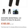 Motorcycle Pants Oxford Montreal 4.0 Stealth Black Size: Medium Regular Leg Image 6
