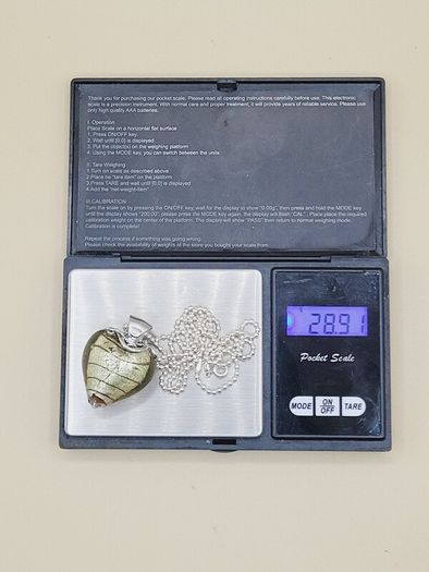Sterling Silver Necklace with Glass/Silver Pendant