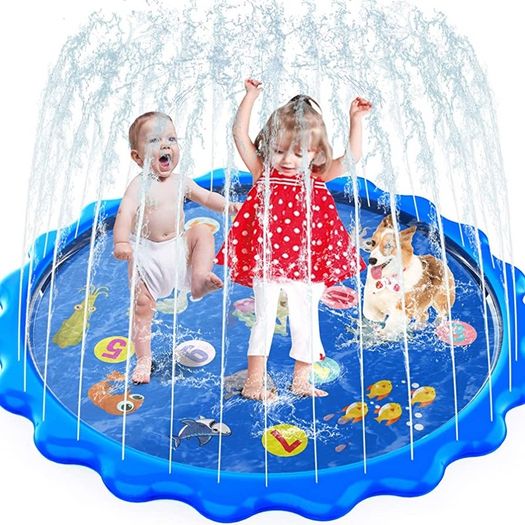 Splash Pad, Sprinkler & Splash Play Mat for Toddlers, Inflatable Outdoor Party Sprinkler Pad Wading Pool with 5 Patches for Kids (FREE POSTAGE)