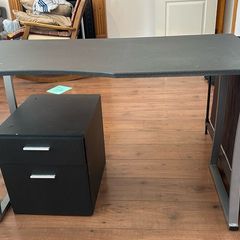 Black Ergonomic Office / Gaming Desk & Matching Under-Desk Drawer Unit