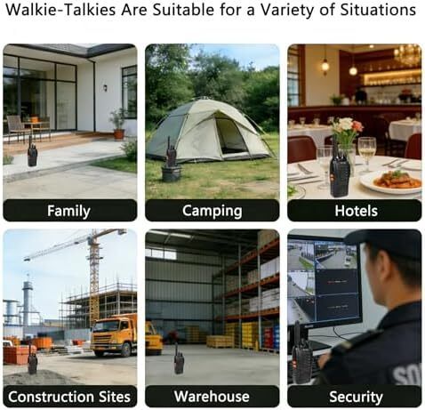 Talkies Long Range 2 Way Radio pofung  License Free Walkie Talkie for Adults Rechargeable with 6 Way Charger Earpieces VOX Flashlight for Warehouse Security Church (Black 6 Pack)