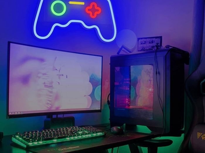 Game Neon Sign(16"x10.8"),Cisteen Gamepad Neon Light Sign with Acrylic Board, USB Powered Led Wall Light Decorations,Gaming Neon Lights for Bedroom,Game Room,Man Cave,Bar,Party (FREE POSTAGE)