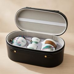 Elegant Portable Ceramic Teacup Set with carry Case