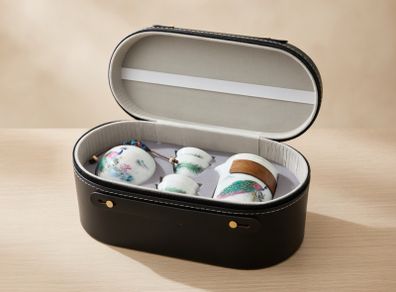 Elegant Portable Ceramic Teacup Set with carry Case