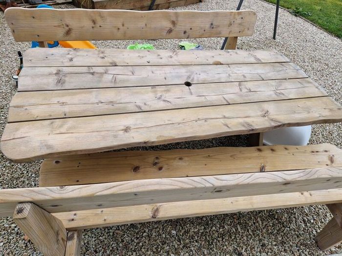 Outdoor Rustic Table with 2 benches