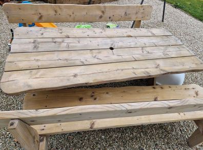 Outdoor Rustic Table with 2 benches