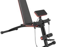 Foldable Weight Bench with Resistance Ropes, Adjustable Dumbbell Bench Sit Up Ab Bench for Multiuse Workout