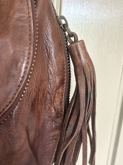 All saints distressed genuine leather Spitalfields multi tassel adjustable bag