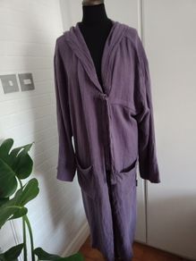 Mary Grant linen coat with hoodie