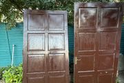 Two teak garage doors