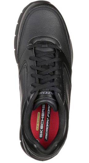 Skechers Work Relaxed Fit: Nampa SR, in black, with Memory Foam and slip-resistant soles.