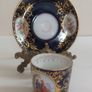 2nd Stunning Antique Alt Wien Old Vienna or Augarten Porcelain Manufactory Hand Painted and Hand Gilded Small Coffee Can and Matching Saucer, with the Authentic Bindenschild Shield Backstamps Image 10