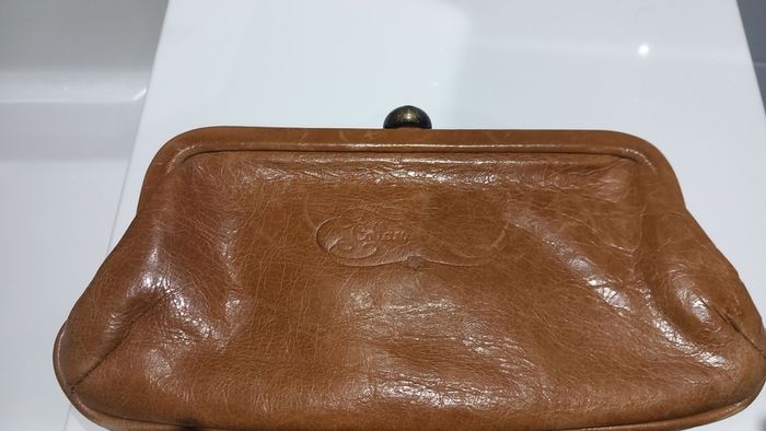 Beautiful Callard Manson Tan Leather Floral Embossed Purse