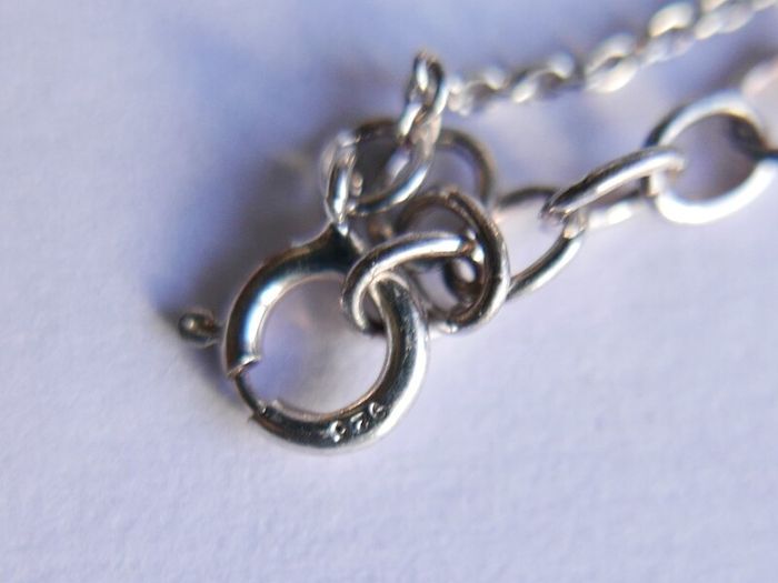 Sterling Silver 925 Cubic Zirconia Polished Triple Circle Pendant and Chain in the original box L 17" - 4,65g