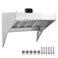 Commercial Exhaust Hood, 8FT Food Truck Hood Exhaust, 201 Stainless Steel Concession Trailer Hood with 4 Detachable U-shaped Grid Oil Filter Mesh