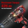Cordless screwdriver 21V, Bamse cordless drill with 2 batteries 2.0Ah, 42Nm cordless drill, 2 gears, 25+3 torque levels, LED light, 30PCS accessories set for home and garden DIY project Image 5