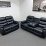 Roma Black Manual Leather Recliner Sofa Set Image 2