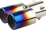 1PCS 2.5" Inlet Car Auto Exhaust Muffler Tip Stainless Steel Dual Pipe Trim Modified Car Rear Tail Throat Liner For Most Cars