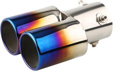 1PCS 2.5" Inlet Car Auto Exhaust Muffler Tip Stainless Steel Dual Pipe Trim Modified Car Rear Tail Throat Liner For Most Cars