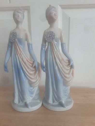 Ornament/Two Glazed Lady Figurines ..  for12.00euro