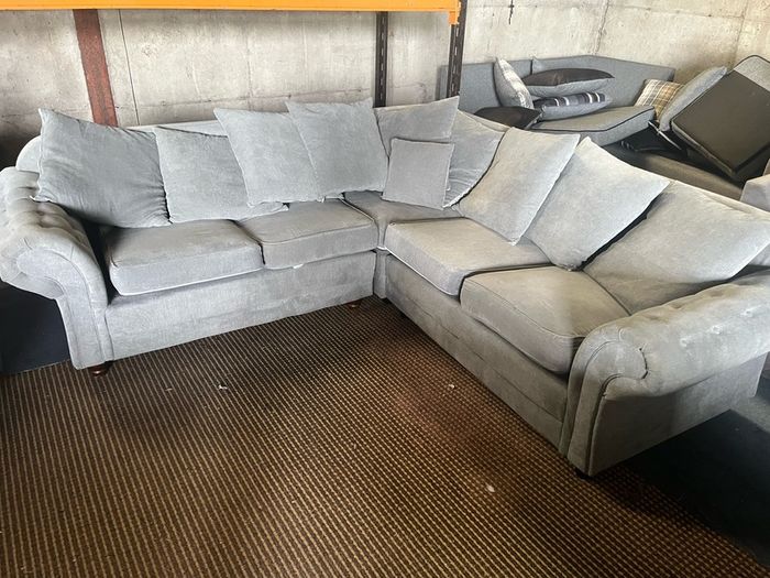 Grey corner sofa L shaped couch set furniture