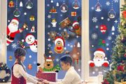 Christmas Window Clings, 218 Pcs Christmas Window Stickers, 10 Sheets Reusable Xmas Window Decals with Santa Claus Reindeer Snowman, Double-side Xmas Snowflake Window Clings for Winter Party Supplies (FREE POSTAGE)