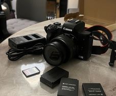 Canon EOS M50 Mirrorless Digital Camera - EF-M 15-45mm Lens Kit, Charger, SD card, 3 batteries