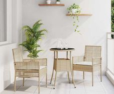 Garden Dining Set 3 pcs Beige Poly rattan