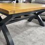Heavy Oak Rustic Charcoal Extending Oak Dining Table Ex Display Image 5