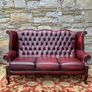 Vintage ox blood leather 3 seater Chesterfield sofa. Image 2