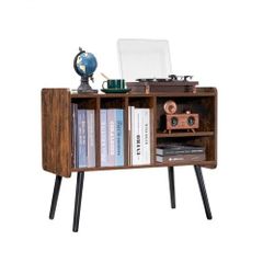 Record Player Stand, Turntable Stand Holds Up to 220 Albums, Vintage Vinyl Record Cabinet with Removable Shelves, Record Player Table with Adjustable Height for Living Room