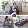 Folding Sofa Bed, Convertible Sleeper Chair with Pillow Foldable Mattress with Back Support, Portable Fold Out Chair Bed Comfy Floor Sofa Lounge for Living Room Bedroom, Dark Grey Image 5