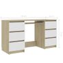 Writing Desk White and Sonoma Oak 140x50x77 cm Chipboard Image 2
