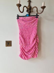 Strapless pink sequin dress