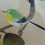 Vintage East Asian Silk Handpainted Picture Vintage East Asian Handpainted bird on a branch of green leaves and red berries.  Displays red stamp of artist. Framed by Mulvany Bros of Dublin prob mid to late 20th century.  Moisture stains as shown in pics M Image 5