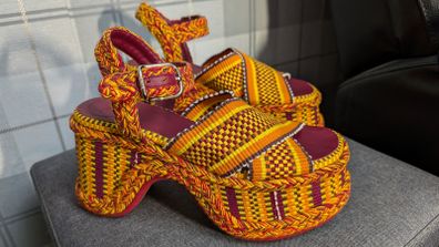 CHLOE yellow orange red cotton MERIL 110 Platform Sandals