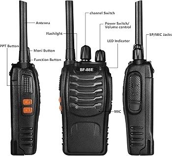 2Pcs Walkie Talkies Rechargeable, Walkie Talkies for Adults Professional Long Range 16CH Two Way Radio, Supports Hand Free VOX Function with LED Light Earpieces for Outdoor,
