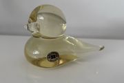 A beautiful yellow art glass bird by Reijmyre,Sweden