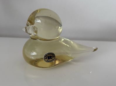 A beautiful yellow art glass bird by Reijmyre,Sweden