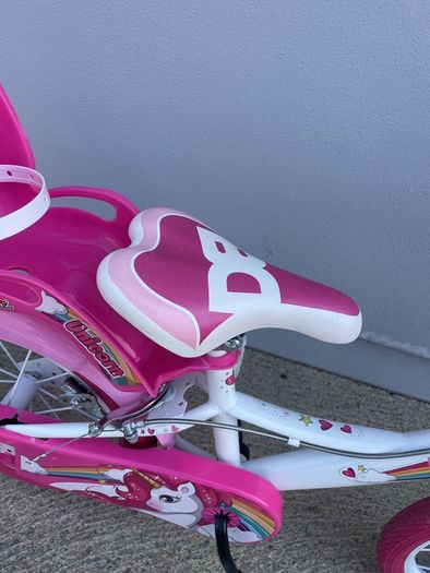 Girls 16" Unicorn Bike with stabilisers, by Dino Bikes