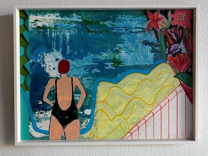 Original Art Swim Art Sea Swim Art Deco Style