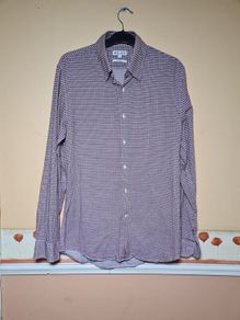 mens REISS shirt slim fit Size Small long sleeve 100% cotton white burgundy