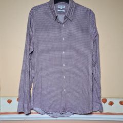 mens REISS shirt slim fit Size Small long sleeve 100% cotton white burgundy