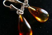 Vintage Sterling Silver Baltic Amber Dangle Earrings 1,78g