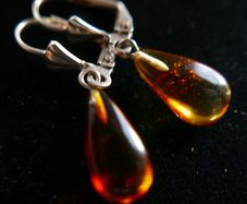 Vintage Sterling Silver Baltic Amber Dangle Earrings 1,78g